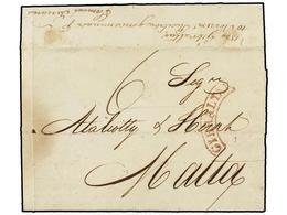 2821 GIBRALTAR. 1830. LISBON To MALTA. Forwarded Letter To GIBRALTAR With Unrecorded Gibraltar 'Samuel Tassis' Forwardin - Other & Unclassified