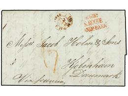 2831 GIBRALTAR. 1844 (May 15). Entire Letter From GIBRALTAR To COPENHAGEN, Struck With Three Line <B>E. GIB-S. ROQUE-AND - Otros & Sin Clasificación