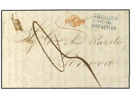 2835 GIBRALTAR. 1851 (Nov 29). Entire Letter To Genoa With Superb Strike Of Three Line Dated <B>'GIBRALTAR/SHIP LETTER'< - Autres & Non Classés