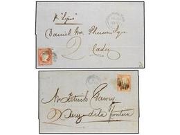 2840 GIBRALTAR. 1857-58. GIBRALTAR A CÁDIZ Y JEREZ. 2 Cartas Con Fechadores De <B>GIBRALTAR</B> Y Sello De <B>4 Cuartos< - Otros & Sin Clasificación