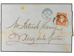 2844 GIBRALTAR. 1859 (June 18). Mixed Franking. Cover From Gibraltar To Jerez La Frontera With Manuscript '2d.' In Red P - Sonstige & Ohne Zuordnung