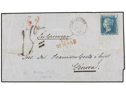 2847 GIBRALTAR. 1861. GIBRALTAR To GENOVA (Italy). Folded Letter Franked With GB <B>2 D.</B> Blue Stamp Cancelled By <B> - Other & Unclassified