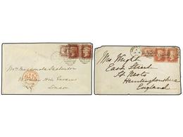 2860 GIBRALTAR. 1877-78. Two Envelopes, From GIBRALTAR To GB Franked With GB <B>1/2 D. + 1 D. + 1 D.</B> Stamps Cancelle - Other & Unclassified