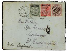 2863 GIBRALTAR. 1886 (Nov 27). Cover To HUDDERSFIELD Franked Initially With Great Britain <B>1d</B>. Lilac Cancelled In  - Other & Unclassified