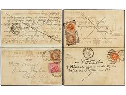 2864 GIBRALTAR. 1895 (Feb. 21). Great Britain <B>½d. + ½d.</B> Brown Postal Stationery Reply Card Up-rated With <B>½d.</ - Other & Unclassified
