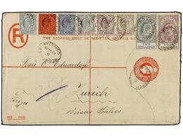 2871 GIBRALTAR. Sg.53, 56-62. 1905 (Oct. 18). <B>2d.</B> Red Postal Stationery Registered Envelope, Mailed To ZURICH And - Other & Unclassified