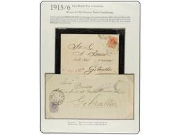 2874 GIBRALTAR. 1916. TWO Covers From SPAIN With Lilac <B>GIBRALTAR</B> Arc Mark, Used As Censorship. - Sonstige & Ohne Zuordnung