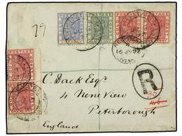 2891 COSTA DE ORO. 1897 (11 June). Double Rate Envelope Registered To PETERBOROUGH, Bearing 1884-91 <B>1/2 D., 1 D.</B>  - Andere & Zonder Classificatie