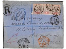 2893 COSTA DE ORO. 1899. AXIM To LONDON.<B> 1 D.</B> (3), <B>AXIM </B>cds, Arrival On Front. - Other & Unclassified