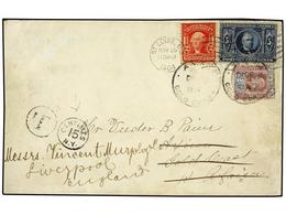2898 COSTA DE ORO. 1904. ST. LOUIS (U.S.A.) To AXIM (Gold Coast). <B>2 Cents</B> Red And <B>5 Cents</B> Blue Redirected  - Other & Unclassified