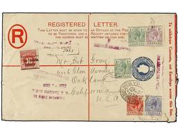 2906 GRENADA: GRENADINAS. 1932. GRENADA To USA. <B>3 Pence</B> Registered Postal Stationary Envelope Uprated With <B>1/2 - Other & Unclassified