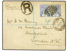 2909 HONDURAS BRITANICA. 1897. BELIZE To LONDON. <B>5 Cts.</B> Blue (2) With <B>K65</B> Cancel. Fine And Rare. - Other & Unclassified