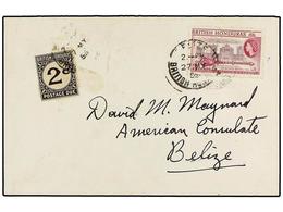 2910 HONDURAS BRITANICA. 1936-55. Front And Cover From Jamaica And British Honduras Taxed With British Honduras Postage  - Sonstige & Ohne Zuordnung