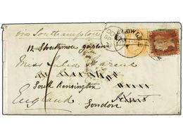 2942 INDIA. 1872. SEGOWLEE To DOVER. <B>2 Annas</B> Orange And <B>4 Annas</B> Green Redirected To LONDON With Great Brit - Other & Unclassified