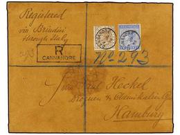 2952 INDIA INGLESA. 1890. CANNANORE To HAMBURG. <B>2 A.</B> Blue And <B>6 A.</B> Brown, Registered Cover, Arrival On Bac - Otros & Sin Clasificación