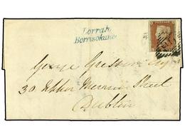 2977 IRLANDA. 1848 (March 26). Entire Letter To Dublin With 1841 <B>1 D.</B> Red-brown, Lettered <B>LA,</B> Tied In Blac - Other & Unclassified