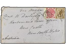 2978 IRLANDA. 1872. Envelope To Australia Bearing <B>3 D</B> Rose Plate 8 (SG 103) And<B> 6 D</B> Chestnut Plate 11 (SG  - Sonstige & Ohne Zuordnung