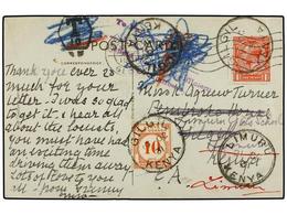 2991 KENIA. 1931. CHELTENHAM To GILGIL. Postcard Franked With <B>1 P. </B>red, Taxed With Kenia <B>10 Cents</B> Red And  - Otros & Sin Clasificación