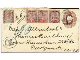 3004 LEEWARD. 1900. <B>1 D.</B> Postal Stationery Envelope Bearing <B>1/2 D. & 1 D. X3</B> Of Leewards Cancelled By The  - Autres & Non Classés