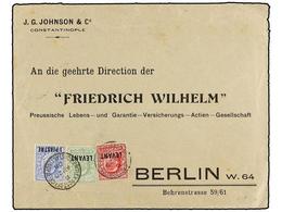 3008 LEVANTE: CORREO INGLES. Sg.28, L 1/2. 1908. CONSTANTINOPLA To GERMANY. <B>1/2 P.</B>,<B> 1 P.</B> And <B>1 Pi.</B>  - Sonstige & Ohne Zuordnung