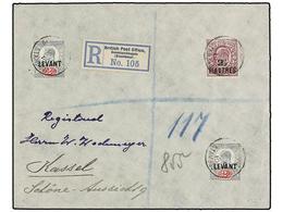 3009 LEVANTE: CORREO INGLES. Sg.24, L4 (2). 1910. CONSTANTINOPLE To GERMANY. <B>2 D.</B> Green And Red (2) And <B>2 1/2  - Otros & Sin Clasificación