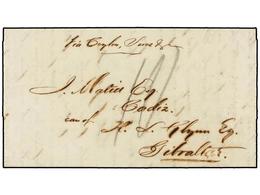 3010 SINGAPUR. 1850. SINGAPORE To CÁDIZ (Spain). 'Care Of H.L. Glum, Gibraltar'. Endorsed 'Via Ceylon, Suez Etc.'. On Re - Other & Unclassified