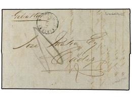 3011 MALAYA. 1851 (Aug 30). Entire Letter From SINGAPORE To Cadiz Via Gibraltar, Reverse With Fine British Post Office < - Autres & Non Classés