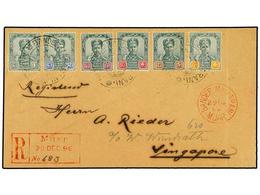 3019 MALAYA: JOHORE. 1896. Registered Cover Used To SINGAPORE Bearing JOHORE <B>1 C. - 6 C.</B> (SG 39-45) Cancelled By  - Autres & Non Classés
