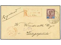 3020 MALAYA: JOHORE. 1898. Registered Cover To SINGAPORE Franked By Single 1898 <B>$ 3</B> Dull Purple And Blue, SG 51,  - Other & Unclassified
