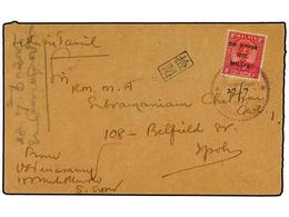 3035 MALAYA. 1942. Cover To IPOH, Perak With 1942 Pahang Overprinted <B>8 C.</B> Scarlet. (SG J241), Tied By Violet Seri - Other & Unclassified