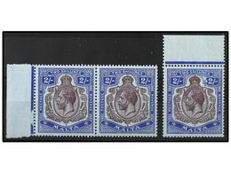 3036 * MALTA. Sg.103 (3). <B>2 Sh.</B> Purple And Blue, 3 Stamps. Light Surfaced Adherences. Stanley Gibbons.210£. - Andere & Zonder Classificatie