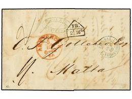 3046 MALTA. 1866 (Oct.). Entire From Holland, Bearing Red <B>'AMSTERDAM' </B>cds Also <B>PAYS-BAS/2 ERQUELINES</B> Cds.  - Sonstige & Ohne Zuordnung