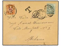 3051 MALTA. 1895 (Feb 9). Cover To MILAN Franked By Single <B>1/2 D.</B> Green Tied By Bold <B>MALTA-A25</B> Duplex. Und - Andere & Zonder Classificatie