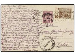 3056 MALTA. 1926. MODENA To VALETTA (Malta). Postcard Franked With Italian <B>40 Cts.</B> Stamp Taxed On Arrival With Ma - Other & Unclassified