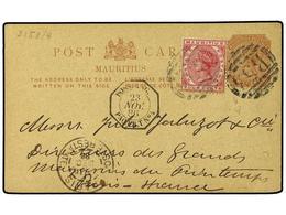 3082 MAURICIO. 1886. PORT LOUIS A FRANCIA. Entero Postal De <B>2 Cts.</B> Castaño Con Franqueo Adicional De <B>4 Cts.</B - Otros & Sin Clasificación