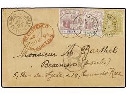 3085 MAURICIO. Sg.110, 127, 130. 1898. MAURITIUS To FRANCE. Envelope Franked With <B>1 Cto.</B>, <B>4 Cts.</B> And <B>25 - Autres & Non Classés