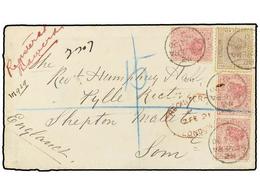 3100 NUEVA ZELANDA. 1890 (Dec 23). Registered Cover To SHEPTON MALLET (UK) Bearing 1882-90 <B>1d.</B> Rose (3) And 6d. B - Andere & Zonder Classificatie