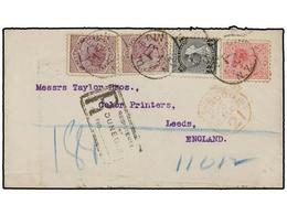 3106 NUEVA ZELANDA. 1898. DUNEDIN To ENGLAND.<B> 1/2 D., 1 D.</B> And<B> 2 D. </B>send Registered, Arrival On Reverse. F - Otros & Sin Clasificación