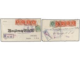 3123 NIGERIA. 1919. Two Covers From EBUTE METTA And NARAGUTA To U.S.A. Franked With <B>1/2 D. </B>and Four <B>1 D. </B>s - Autres & Non Classés