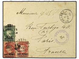 3143 SANTA HELENA. 1901 (Aug 2). Cover To Paris From POW, Franked By <B>½d</B>. Green And Two <B>1d</B>. Red Tied By Bar - Other & Unclassified