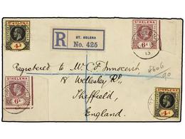 3146 SANTA HELENA. Sc.85/86 (2). 1913. ST. HELENA To ENGLAND. <B>4 D.</B> (2) And <B>6 D.</B> (2) Send Registered Arriva - Other & Unclassified