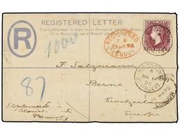 3160 SAN VICENTE. 1895. KINGSTOWN To SWITZERLAND. <B>2 D.</B> Grey Registered Envelope Uprated With<B> 6 D.</B> Purple,  - Otros & Sin Clasificación