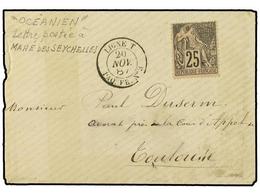 3169 SEYCHELLES. 1887. MAHE A TOULOUSE (Francia). Carta Franqueada Con Sello De Colonias De <B>25 Cts.</B> Negro Sin Mat - Sonstige & Ohne Zuordnung