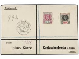 3174 SEYCHELLES. Sg.69, 70. 1912. SEYCHELLES To GERMANY. <B>1,50 R.</B> And<B> 2,25 R.</B> Arrival On Reverse. Rare High - Other & Unclassified