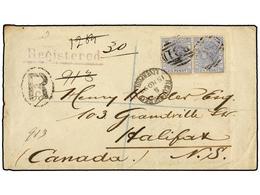 3178 SIERRA LEONA. Sg.31 (2). 1892. FREETOWN To HALIFAX (Canada). <B>2 1/2 P.</B> Blue. Registered Cover. Arrival Cds. O - Other & Unclassified