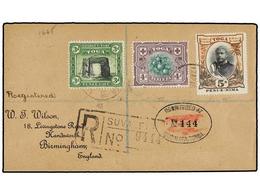 3221 TONGA. Sg.44/46. 1916. NUKUALOFA To GREAT BRITAIN. <B>3 D., 4 D.</B> And <B>5 D.</B> Stamps, Arrival Cds On Reverse - Sonstige & Ohne Zuordnung
