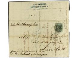 3230 TRINIDAD. 1874 (Dec 1). Entire Letter From Manchester To Carupano, Venezuela Franked By 1874 <B>1s</B> Green Pl.10  - Other & Unclassified