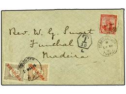 3235 TRINIDAD. 1915. TOBAGO A MADEIRA. <B>1 P.</B> Rojo. Tasada A La Llegada Con Sellos De <B>20 </B>y <B>40 Reis</B>. M - Sonstige & Ohne Zuordnung