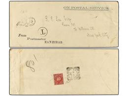 3249 ZANZIBAR. 1902. ZANZIBAR To NEW YORK.<B> </B>Legal Size Cover Sent Unfranked, Taxed On Arrival With US <B>10 Cents. - Other & Unclassified
