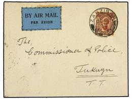 3259 ZANZIBAR. 1932 (22 December). ZANZIBAR To TUKUYU (Tanganika).<B> 25 Cts.</B> Brown On Yellow, <B>AIR MAIL</B> Cover - Andere & Zonder Classificatie